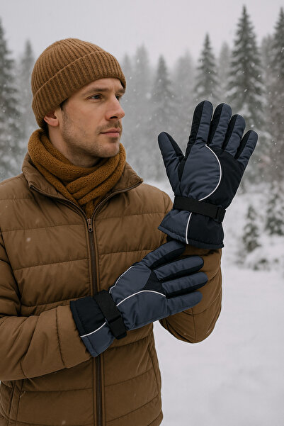 CosmoOutlet Men's Winter Cold-Proof Ski and Outdoor Gray Gloves