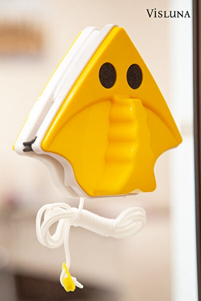 VİSLUNA Mıknatıslı Üçgen Çift Taraflı Pratik Cam Silme Aparatı Tek Cam İçin - ( Çift Camda Tutmaz )