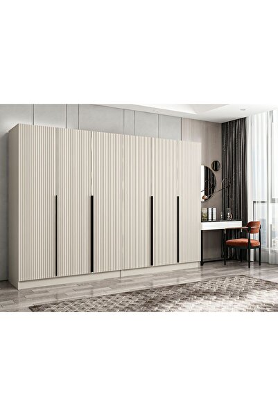 Minar Kale Plus 6 Mebran Kapaklı 4 Çekmeceli Dolap Kumtaşı Mebran 190CM