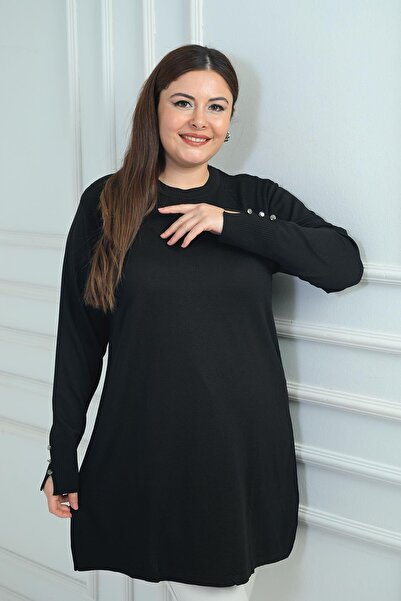 By Saygı Γυναικεία μπλούζα με πλέξη μαλλιών στο μπροστινό μέρος, μεγάλο μέγεθος, κρύο νήμα, τουνίκ