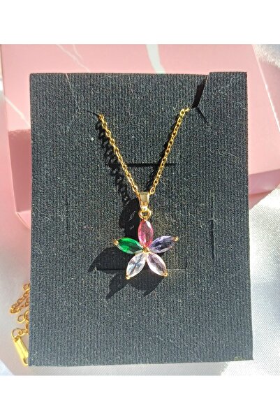 stainless steell Zircon Stone Flower Necklace