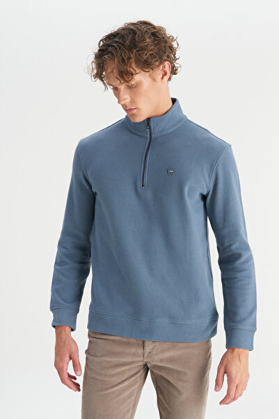 WRANGLER Pamuklu Regular Fit Dik Yaka Fermuarlı Selanik Örgü Sweatshirt
