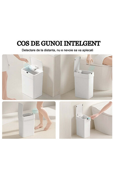Köken Automatic Trash can, infrared motion sensor 9 L, Anti-odor lid, silent, IPX5 waterproof, slim, White