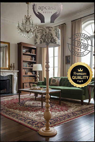 APCASADECOR Ahşap Ayaklı Toile de Jouy Desenli Kumaş ve Metal Kasnaklı Başlık...