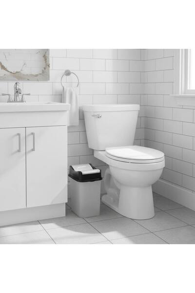 Köken 10L trash can, with hinged lid, kitchen, bathroom, office trash can, compact, Plastic, Black-Gray