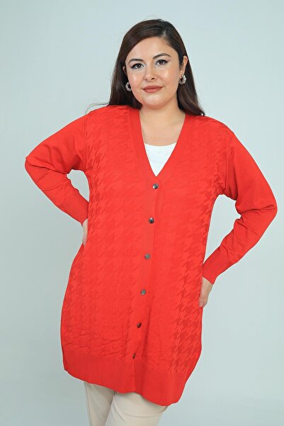 By Saygı Γυναικεία μακριά ζακέτα με μοτίβο μεγάλου χιονοστιβάδας, κρύο νήμα, μεγάλο μέγεθος