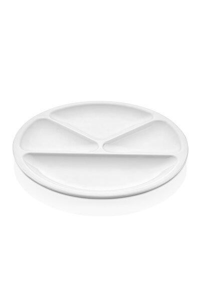 Külsan 118.PW - Tabldot 3'lü Beyaz 4 Bölmeli Yuvarlak Tabak Seti 30 cm, Thermoset Melamin