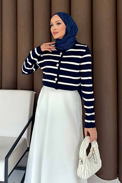 Melike Tatar Ριγέ Πλεκτό Ζακέτα 70-2419