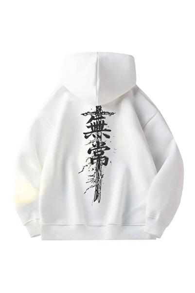 AEMİ سويت شيرت بقلنسوة مطبوع عليه سيف ياباني للجنسين مصنوع من القطن بنسبة 100%