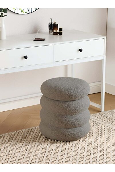 Taimi Boucle Fabric Vanity Chair - Dressing Chair for Bedroom, Dressing Room, Makeup Chair 40x33cm - Gray