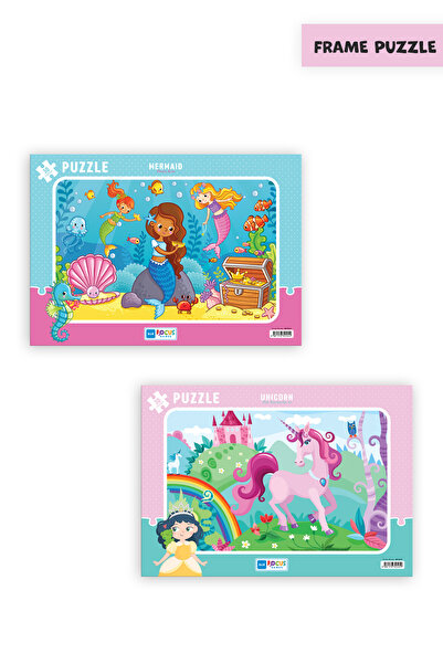 Blue Focus 2 ADET 30 PARÇA ÇOCUK PUZZLE DENİZ KIZI VE TEK BOYNUZLU AT