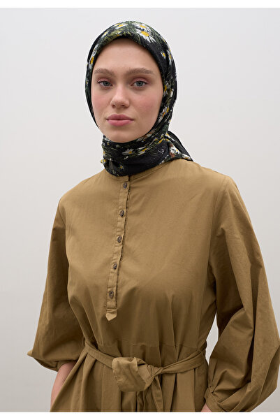 Fresh وشاح تيني دايز بنمط قطن فيسكوز أسود