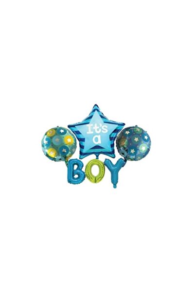 Jumbo Baby Set de 6 baloane albastre „E un BĂIAT”, 85x33 cm
