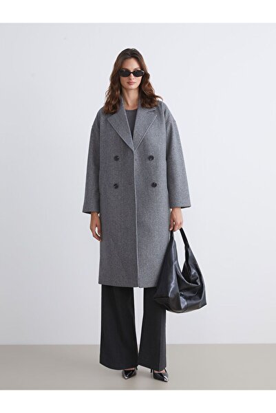 LC Waikiki Lcw Vision Double-Breasted Collar Women's Cashmere Coat