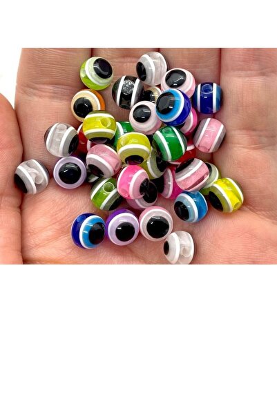 312 KONSEPT 100 τεμάχια πλαστικές χάντρες με χρώμα 8 χιλιοστών με σχήμα κακού ματιού