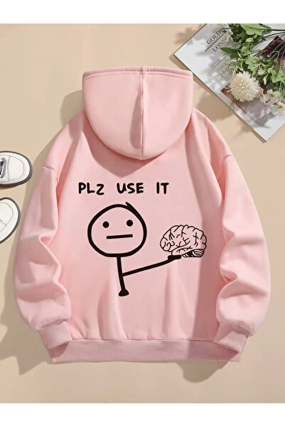 AEMİ Unisex Molimo koristite ovo Štampano Oversize kroj 100% pamuk Sa kapulja...