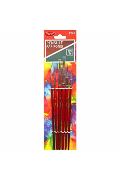 Daco Round Tip Brushes with Pony Hair, 6 pcs/set