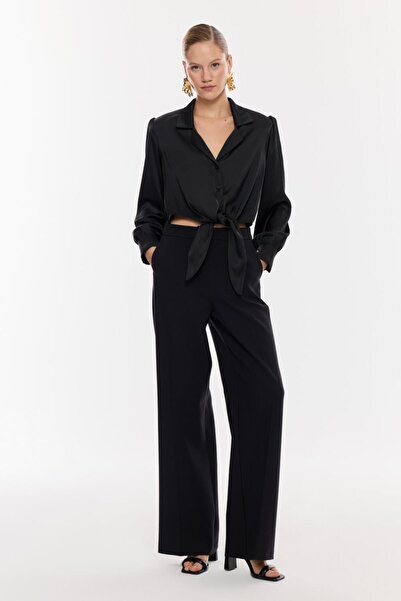 NAGRADA Ön Bağlamalı Saten Dokulu Bluz