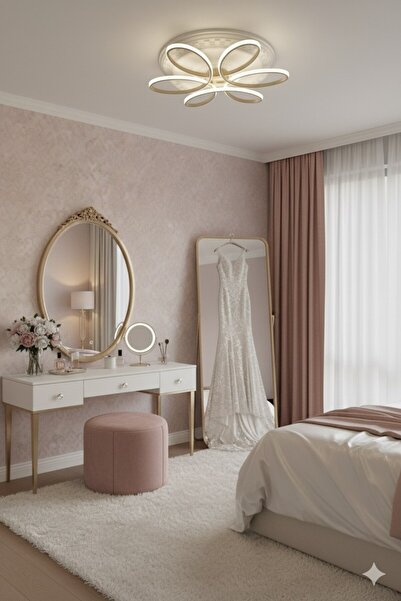 GN GEN AYDINLATMA Papatya Gold Kasa 3 Renkli Kumandasız,65cm,oturma Odası,yatak Odası,salon Için Led Avize