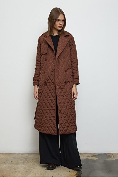 QANU Καπιτονέ παλτό Valora καφέ