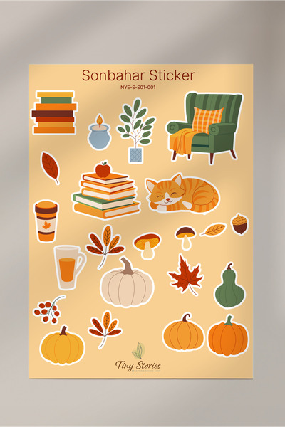 tinystoriestr Sonbahar Sticker Seti - 6 Adet / Ajanda, Defter,Bullet Journal,Scrapbook