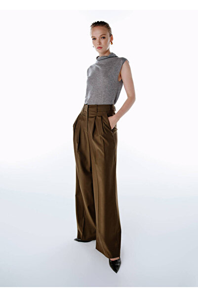 Knitss High Waist Wool Pants Olıvestone