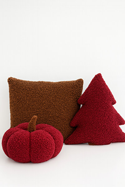 Madame Clean Home Teddy Decorative Pine Tree and Pumpkin Pillow and Inner-Filled Cushion