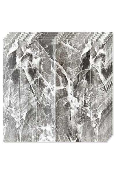 GOLD MARKET Set of 10 3D Self-Adhesive Wallpaper Panels, Resin, Waterproof, 70x70 cm, 4.9 m², Marble Gray