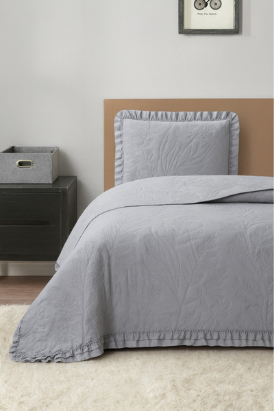 Çeyiz Diyarı Мадрид Односпальне покривало з наповнювачем з волокна 180x240 см Сіре