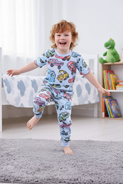 İsobel Kids bumbac 100% Set de pijamale colorate pentru copii cu model de mașină