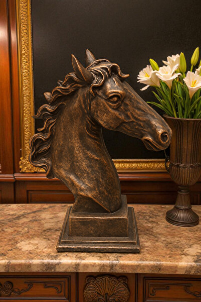 ay hediyelik At Kafası Büst Biblo - Dekoratif Polyester 25x35 cm