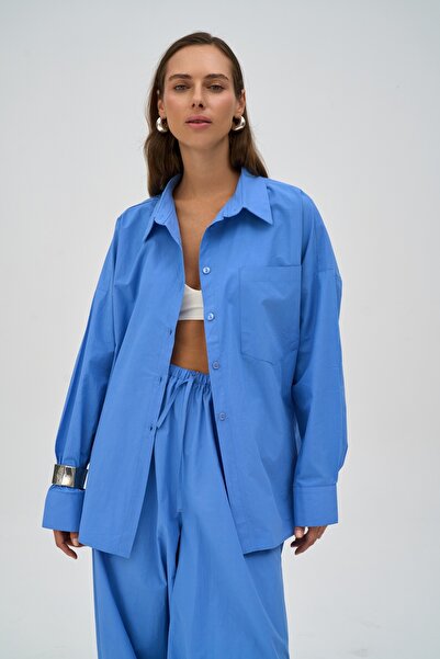 NURCAN KESKİN STORE قميص جوزي أزرق كبير الحجم