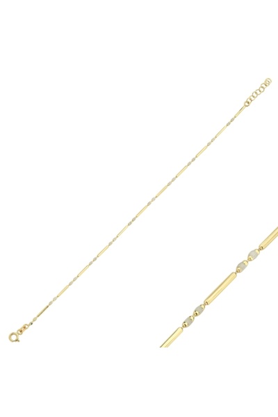 Koçak 14 Ayar Beyaz Renkli Tasarım Altın Bileklik