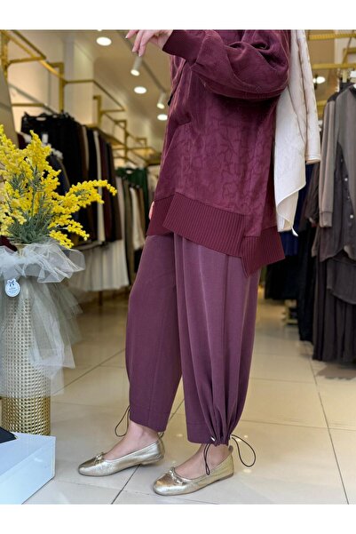 Sentez بنطلون أورا شالوار بأكمام مغلقة 5615 أحمر داكن