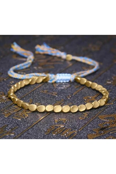 Alsade El Yapımı Tibet Örgülü Bakır Boncuk Şanslı Halat Bilezik