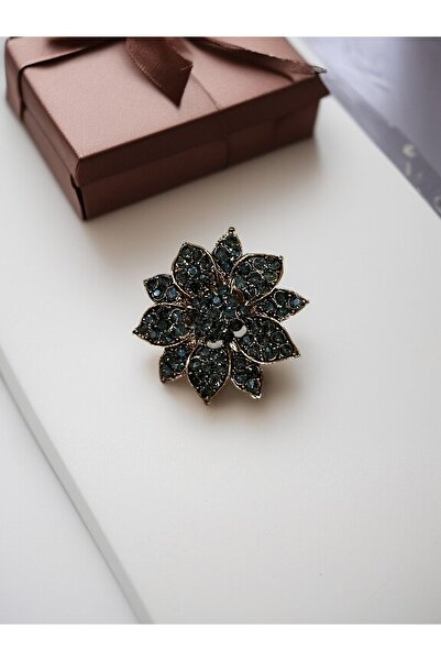FAYRA ACCESSORIES Kristal Taşlı Çiçek Broş