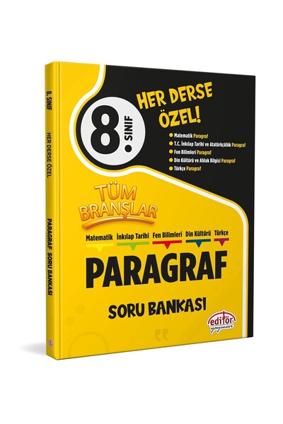 Editör Yayınevi 8. Sınıf Tüm Branşlar Paragraf Soru Bankası-Her Derse Özel-YE...