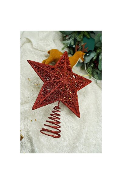 GOLD MARKET Star-shaped decorative tree topper, Antique Red, Plastic/Metal, 19 x 23 cm