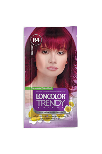 Loncolor Vopsea de păr semipermanentă fără amoniac Trendy Colors R4 Roșu Funky, 50 ml