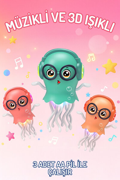 Nandy Home Işıklı Müzikli Dans Eden Jellydancer Oyuncak – Bump&Go Teknolojili 3D LED Işıklı Denizanası MAVİ