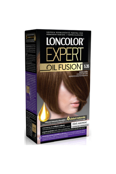 Loncolor Vopsea de păr permanentă Expert Oil Fusion 5.35 Satin auriu, 100 ml