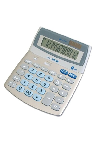 Milan Calculator de birou, 12 cifre, 200x160x30 mm, alimentare dublă, corp din plastic gri