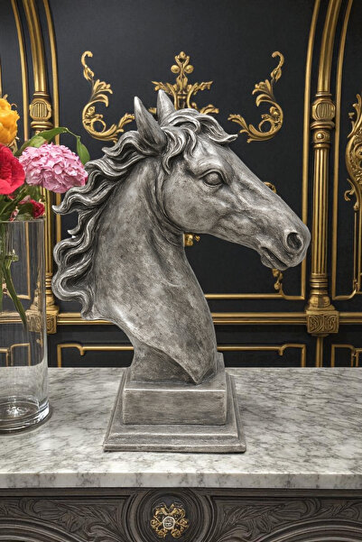 ay hediyelik At Kafası Büst Biblo - Dekoratif Polyester 25x35 cm