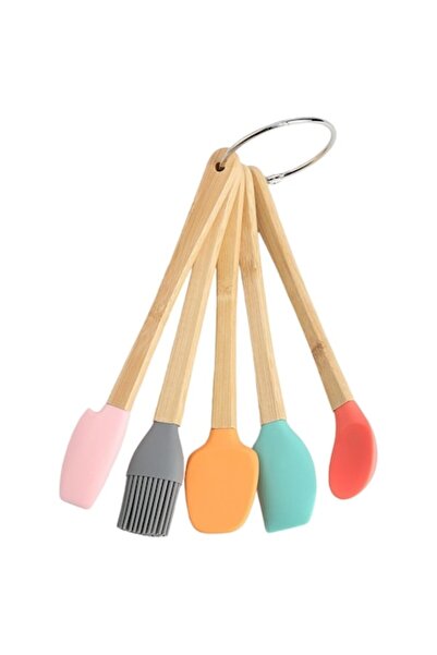 GOLD MARKET Set de 5 spatule de bucătărie (tip perie) - silicon, bambus, mult...