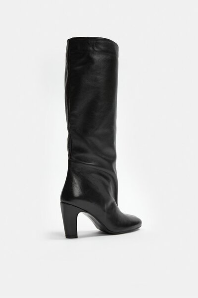 NILUFARR Megane Black Genuine Leather Women's Heeled Boots