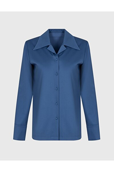 İLVİ Serya Blue Padded Women's Shirt