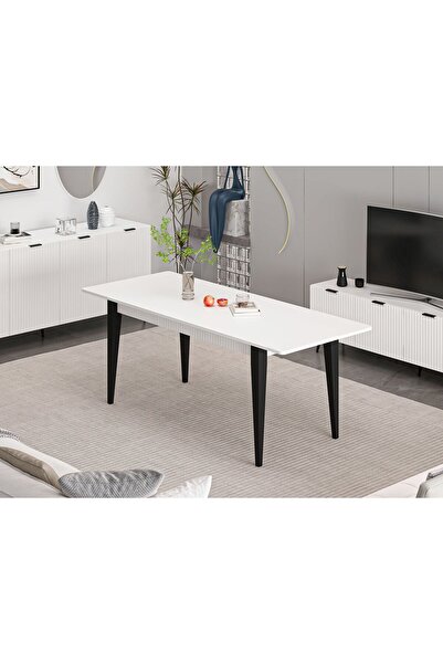 Minar Kale Plus Açılır Yemek Masası Beyaz/Beyaz