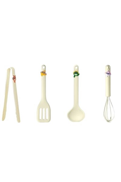 GOLD MARKET Set de 4 ustensile de bucătărie din silicon pentru copii – clește...
