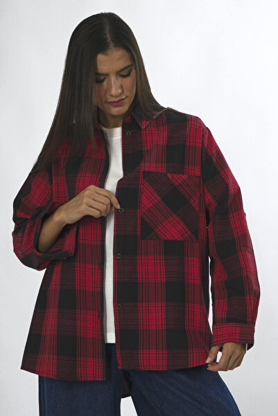 ABBRA Kadın %100 Pamuk Ekoseli Gömlek