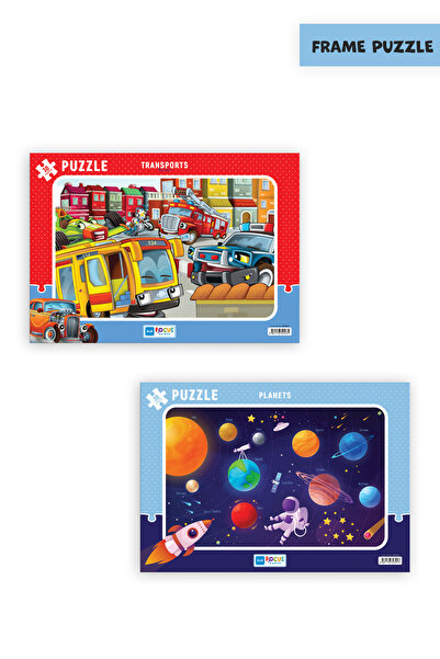 Blue Focus 2 Pcs 30 Pieces Children's Puzzle Vehicles and Planets